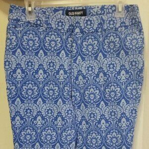 Old Navy blue floral stretch dress pants women's size 8